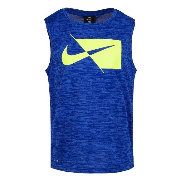 Nike Dri-FIT Boys' Logo Graphic Muscle Tee- Blue Size 4XS - Picture 1 of 4